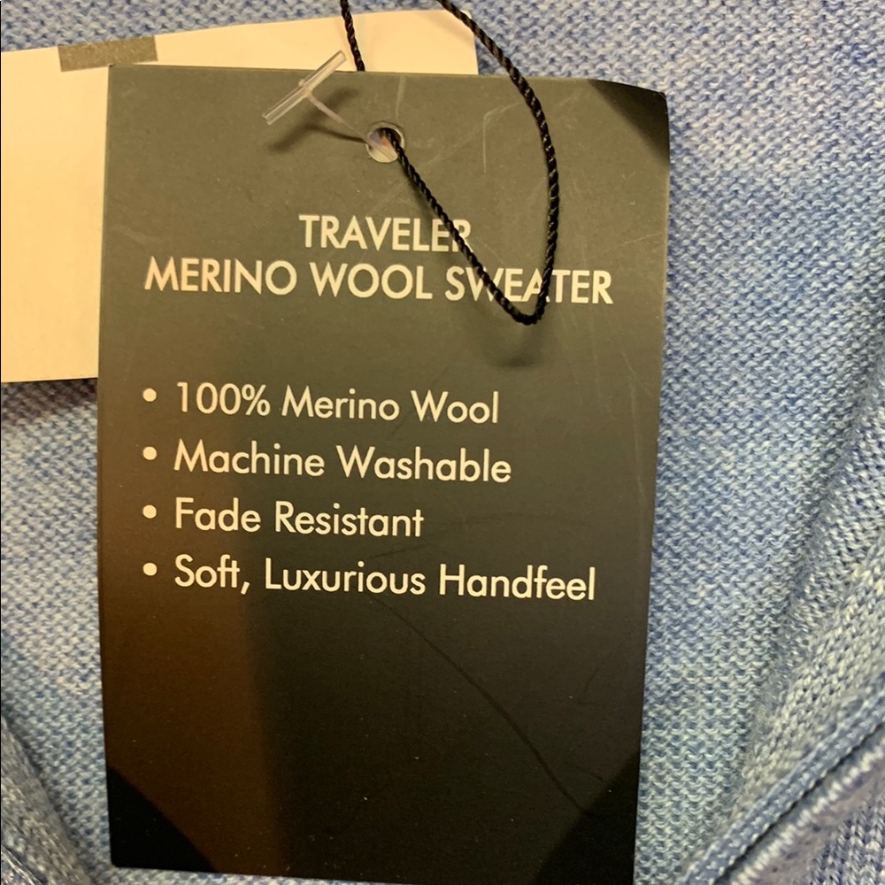Luxury Jos A Bank Traveler Merino Wool 1/4-Zip Sweater Blue Tailored Fit NWT - Picture 3 of 13